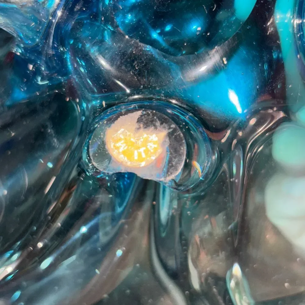 Vintage Murano Sommerso Blue Glass‎ Abstract Decorative Bowl MCM 60s 70s